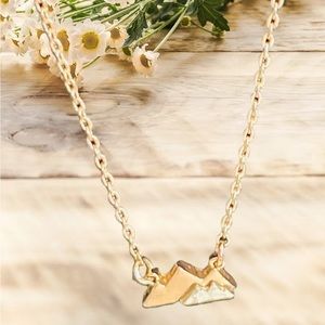 Dainty Mountain Range Necklace Rose Gold Dipped Silver Tiny Single Crystal